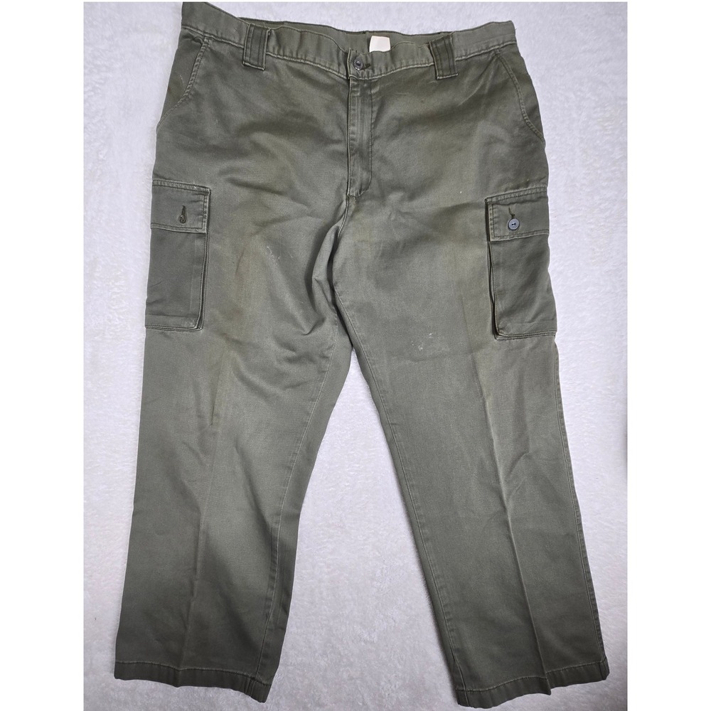 Men's Cargo Pants‎ Size 40x30 Olive Green Cotton Casual Utility Work Trousers